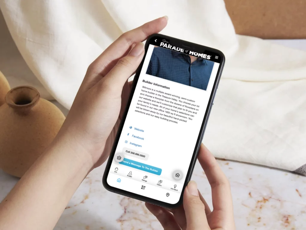 ParadeSmart builder information showing how to contact the builder and see profiles