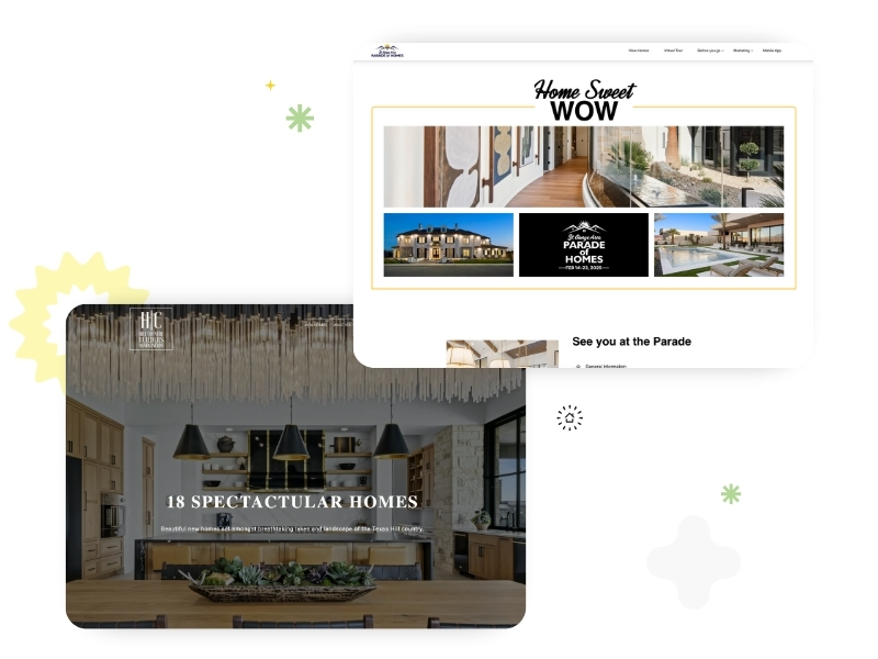 Homepage Hero Examples of Parade of Homes websites
